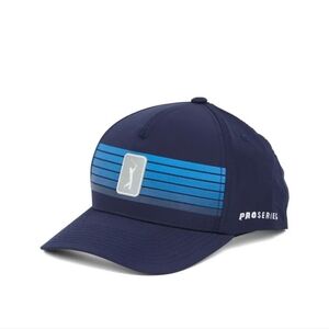 NWT PGA Tour Striped Adjustable Golf Hat CAP, NAVY BLUE